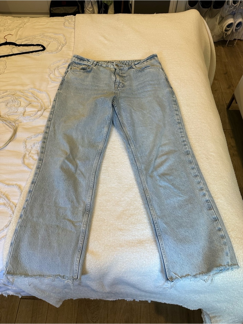 Zara Light Blue High-Rise Straight Jeans